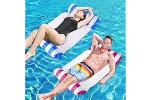 GABCHI 2 Pack Inflatable Pool Floats Hammock, 4-in-1 Multi-Purpose Inflatable Hammock with a Manual Air Pump, Pool Chairs to Beach, Swimming Pool, Water Lounge Party Toys