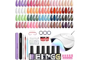 Phoenixy 20 Couleurs Kit Vernis Semi Permanent avec lampe UV Base et Top Coat Kit Ongle Gel UV Complet Vert Rose Nude Kit Semi Permanent Kit Manucure pour Débutant