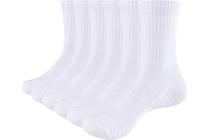 YUEDGE 6 Pairs Cotton Cushion Crew Socks Workout Training Hiking Walking Athletic Sports Socks for Men and Women