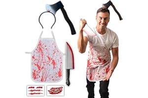 HALLOWEENMANIA 5pcs Butcher - Halloween Costumes For Men - Adult & Teen One Size Fits All - 2022 Trending Fancy Dress - UK Based Brand