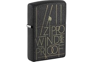 ‎ZIPPO Zippo Line Art Zapalniczka Sztormowa, Grawerowanie Laserowe, Wielokrotnego Użytku, do Napełniania, Wiatroodporna Konstrukcja, Pudełko na Prezent, Wykonano w USA, Czarny (Black Crackle)