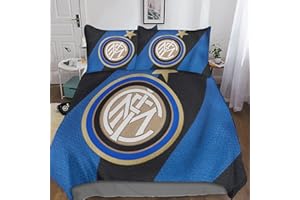 HOUKIG Morbido Set Copripiumino, Design Inter Milan, Copripiumino E Federa Stampata, Super Club, Set Da 3 Pezzi Per Adulti E Bambini, Set Da 3 Pezzi Per Adulti E Bambini Double（200x200cm）
