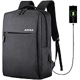 ADISA Large Laptop Backpack Office Bag College Travel Back Pack with USB (Black)