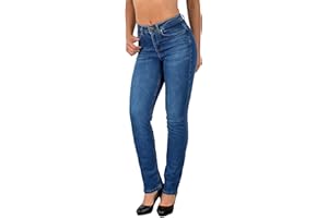 ESRA Jean Femme Droit Pantalon Taille Haute Jeans Stretch Femme High-Waist Grandes Tailles G300
