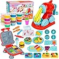 Jovicos Dough Tools and Cutters, 51Pcs Dough Tools Noodle Burger Set with 24 Colors Dough, Modelling Clay Set, Kitchen Creations, Educational Toy Gift for Kids Ages 3+
