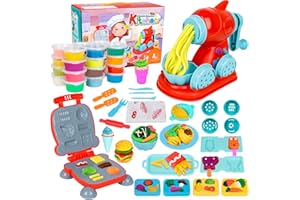 Jovicos Knetwerkzeug, Knete Zubehör Kitchen Creations Spielset mit 24 Dosen, Knete Set Nudelmaschine Burger Party, Kinder Plastilin Werkzeuge Knete Ausstechformen, Geschenk für Jungen Mädchen ab 3