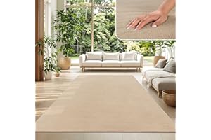 TT Home Tappeto Salotto Pelo Corto Monocolore Design Moderno Lavabile, Colore: Beige Scuro, Dimensione:120x170 cm