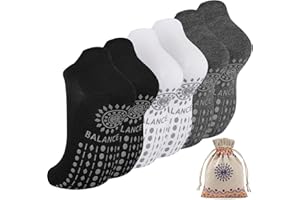 ILovDaisy Pilates Yoga Socken Damen 39-42, Stoppersocken Rutschfeste Sneaker Socken Yogasocken, Antirutschsocken mit Noppen für Trampolin Gymnastik Fitness Krankenhaus Zuhause 3Paar