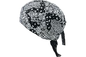Ulalaza Atmungsaktiver Bandana-Hut Baumwolle Durag Headwrap Pirate Cap Skull Caps Herren Damen