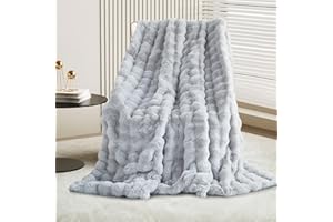 GKXLH Puszysty koc, super miękki, przytulny koc ze sztucznego futra, sztuczne królicze futro, ciepła, miękka narzuta, na łóżko, kanapę, sofę, 100 x 160 cm, jasnoszary