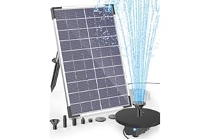 Biling Fontana Solare da Giardino, 7,5 W Pompa Acqua Solare per Esterno Laghetto, Fontana Pompa per Stagno Solare con Tubo 1,5 M di 5 Ugelli Bagno per Uccelli, Piscina da Giardino e Vista Sull'acqua