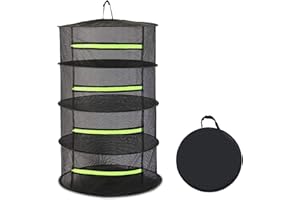 ZEYOU Trockennetz Kräuter, 4-lagiges Kräutertrockner Hängend Pflanzen Trockenregal Reißverschluss Klappbar Geeignet getrocknetem Blumen,Fisch,Fleisch,Kräutern,Früchten zum Trocknen Kleidung.