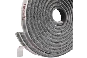 fowong Joint Brosse pour Porte Coulissante, Joint Adhésif en Poils Artificiel Durable pour Isolation Fenêtre Baie Vitrée, 0,9cm X 0,9cm X 5M, pour Calfeutrage, Isolation du Bruit Air Poussière, Gris