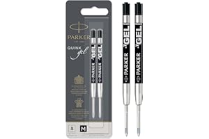 Parker QUINK ricariche di inchiostro gel | punta media (0,7 mm) | nero | 2 pezzi