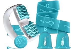 ‎STEPHANIE FRANCK BEAUTY Stephanie Franck Beauty Cellulite Massage Set N°2 - enthält 1 My Body Shaper Massageroller, 2 My Cellu Shaper Silikon Cups (5,5 cm), und 1 Yoga Band - Für straffe Haut (Türkis)