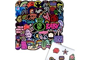 MsTeco 100 Pezzi Neon Adesivi, Graffiti Adesivo Personalizzati Cool Sticker Pack Impermeabile Stickers Aesthetic per Computer Portatile, Bottiglie d'Acqua, Bagagli, Skateboard, Valigia