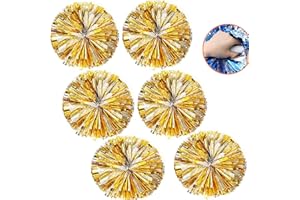 YIPUETERNITY 6pcs Pom Poms Cheerleading, Pompoms Cheerleader, 35cm Metallici PON PON Cheerleader, Cheerleader Pom Poms Pallina con Manico per Sport di Squadra Calcio Ballo Cheering Bambini Adulti