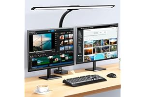 KARY Lampa biurkowa LED, ściemniana, 24 W, 80 cm, 1800 lumenów, ultra jasna, do pracy, biura, ochrona oczu, lampa światło dzienne, sterowanie dotykowe, 5 poziomów temperatury barwowej i jasności,