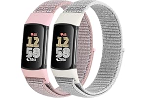 XANS 2 Pack Cinturino in nylon compatibile con Fitbit Charge 6/Fitbit Charge 5, Regolabile traspirante sport sostituzione braccialetto in nylon per Fitbit Charge 5 Charge 6 cinturino per donne uomini