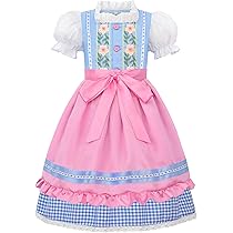 Dirndl Kleid Für Mädchen - Rosa Oktoberfest Tracht Mit Schürze Für Karneval & Feste