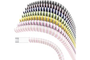 Larcenciel Spiral Cable Protectors, 7 Pcs Rainbow Pet Cord Protectors Flexible USB Cable Sleeve Strain Relief for Charging Cable, Earphone Cord, Protect Pets from Chewing, Odorless Non-toxic(140cm/pc)