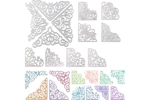 URROMA 12 fustelle in metallo con angoli in pizzo, stencil per goffratura, stencil in metallo, stencil per goffratura, rosa, fiore, farfalla, per album di ritagli, biglietti, album e decorazioni fai