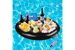 DAZZTIME Barek basenowy, 8 otworów, duża pojemność, uchwyt na napoje, napoje i przekąski, nadmuchiwany uchwyt na napoje, pływający