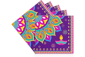 ATHEM 24 Pcs Diwali Decorations for House Napkins,33cm Indian Diwali Diyas Cocktail Napkins,Disposable Serviettes for Dinner Party Birthday Wedding Event Indian Festival of Lights Theme Decorations