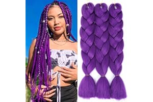 COLORFUL PANDA ColorfulPanda 3 piezas/paquete de 24 pulgadas sintético Ombre Jumbo trenzado extensión de pelo resistente al calor sintético africano caja trenzas (Púrpura)