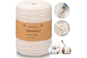 YESLUSY Premium Makramee Garn Natur - 3mm x 300m Baumwollgarn für DIY Handwerk, Weben & Hängepflanzen - Natürlich, Umweltfreundlich & Langlebig