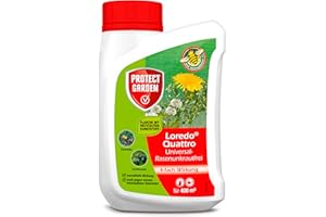 PROTECT GARDEN Universal-Rasenunkrautfrei Loredo Quattro Rasen-Unkrautvernichter gegen hartnäckige Unkräuter mit 4-fach Wirkung, 400 ml