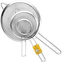 Sieves and Strainers Set - Metal Sieve Stainless Steel, Fine Mesh Strainer | Pack of 3 | Kitchen Sieve Fine Mesh, Sive Cookin