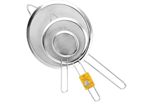 JOJEYS Sieves and Strainers Set - Metal Sieve Stainless Steel, Fine Mesh Strainer | Pack of 3 | Kitchen Sieve Fine Mesh, Sive Cooking, Flour for Baking Rust Free Seive, Dishwasher Safe SIV, Colander