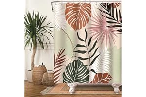 Bovlleetd Tende da Doccia Decorativa, Botaniche Astratto Boho Piante Tropicali, da Bagno e Vasca Acero Medievale Foglia di Palma, Impermeabili, Lavabile 180x200cm