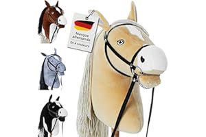 Hoofly Hobby Horse Beige (Haflinger) – Grand Cheval à Bâton pour Enfants A3 avec Tige à visser/Set Hobby Horse avec tête de lit/Cheval Hobby Horsing en 4 Design/Chevaux Bâton avec Accessoires