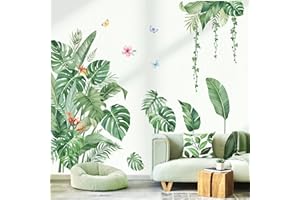 decalmile Adesivi Murali Foglie Verdi Tropicali Adesivi da Parete Edera Vite Appesa Palma Foglie Decorazione Murale Camera da Letto Divano TV Soggiorno