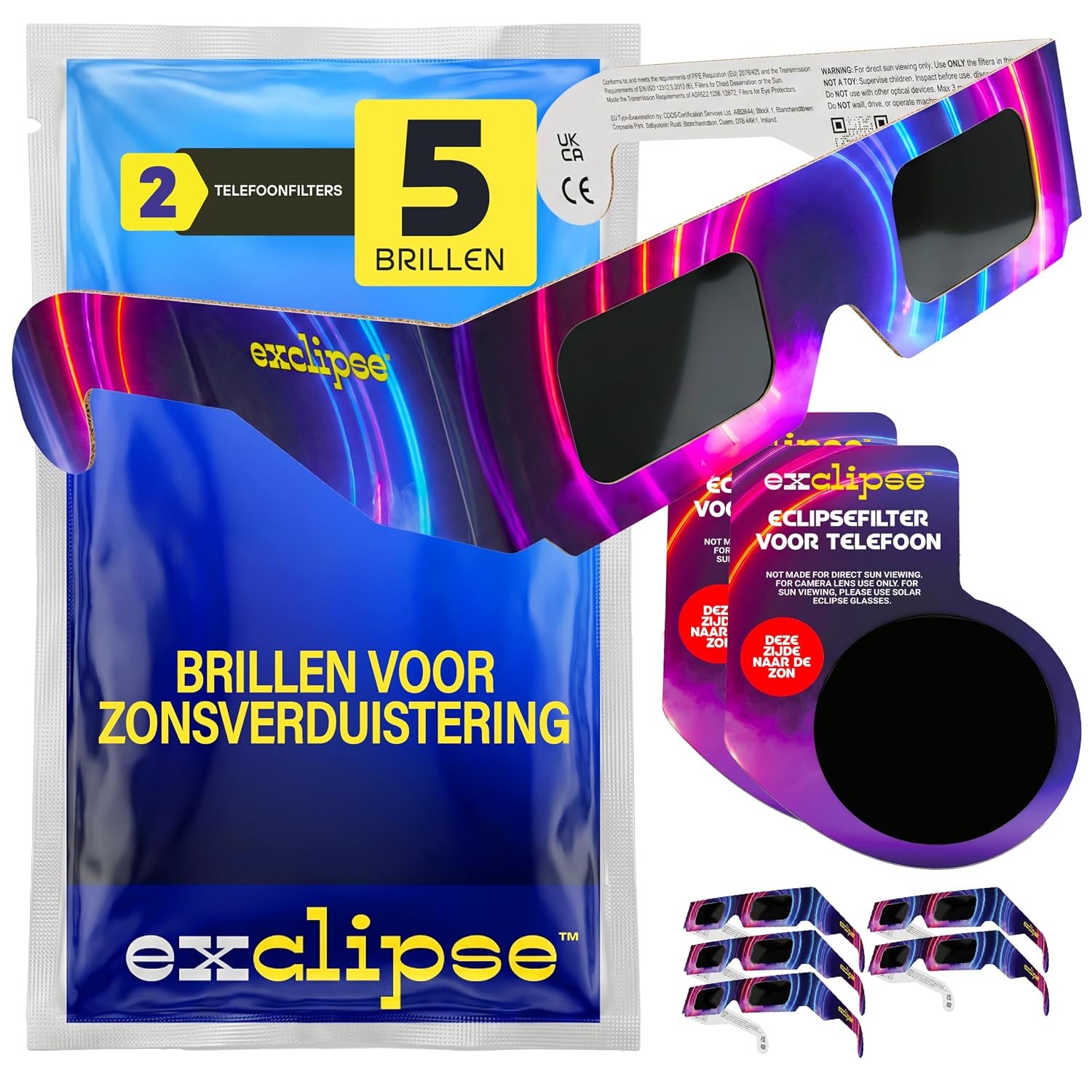 Zonsverduisteringsbrillen – ISO 12312-2 en CE & UKCA-gecertificeerd, veilige oogbescherming, observatie van de zon, AAS 2026, multipack