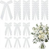 Praknu Nœud Voiture Mariage Avec Cœurs - Lot De 25 - Noeuds D'antenne Faits Main Ruban Satin - Décoration De Mariage - Pour Diverses Fêtes - Facile à Attacher Sur La Voiture