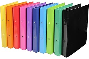 Exacompta - ref. 54929E - Box of 10 Iderama film-coated rigid binders - 2 round rings, diameter 30 mm - Spine 40 mm - External dimensions: 32 x 26 cm - A4 file format - 10 assorted colors