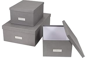 Bigso Box of Sweden - 811354141 - zestaw 3 skrzynek do przechowywania - 47 x 31 x 15,5 cm - szary