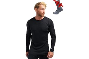 Merino.tech Camiseta Lana Merino Hombre Manga Larga— 100% orgánica de Lana Merino Camisetas Manga Larga Hombre Capa Merino Ba