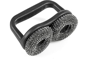 Grillstream Dual-Head BBQ Scouring Brush, Extra-Large Steel Pads for Deep Cleaning, Ergonomic & Durable