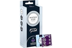 Mister Size - Pura Sensación: Paquete de 10 Preservativos Ultrasensibles (Preservativos Finos con Lubricante Sexual) de Látex Natural y Talla Individualizada - Talla: 69mm