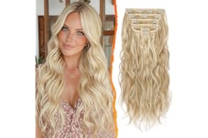 ‎BARSDAR BARSDAR Clip in Haarverlängerung, 50CM Lang Wellig Blond Haarextension 6PCs Dickes Haarverlängerung Synthetisches Haarteil Für Damen (Helles Aschblond Mix)