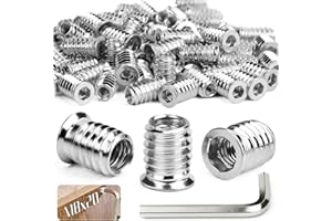 SWTYExt 60 Stück Einschraubmutter M8x20mm Gewindeeinsatz Holz M8 Einschraubmuttern Hex Innensechskant Gewindehülsen Verzinktem für Stahl Kiefer Sperrholz Verbundplatten