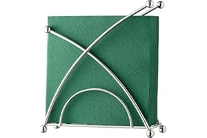 FAN IMPERA Servilletero de acero inoxidable para mesa – Diseño moderno para cocina, compatible con servilletas de papel, acabado cromado