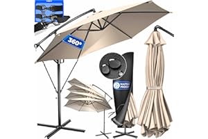KESSER® Parasol déporté en Aluminium Ø300 cm / Ø350 cm + Housse avec mécanisme à manivelle Parapluie à manivelle avec Support Protection UV Tissu déperlant en Aluminium - Parasol Parasol de Jardin