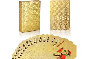 joyoldelf Jeux de Cartes, Jeu Carte en PVC Étanche Feuille d'or avec La Boîte-Cadeau, Jeu de Carte 54 Parfait pour La Fête et Le Jeu