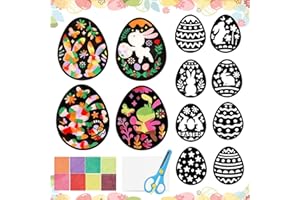 MAIBAOTEMBT Bastelset Ostern Fensterbilder, 12 Stück Ostern Papierbastelset, Fensterbilder Basteln Frühling für Kinder, Osterdeko zum Basteln für Ostern, für Mädchen Jungen Frühling Ostern Party Geschenk