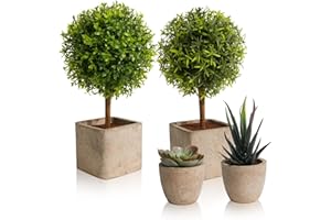 ‎YVONNEYI YVONNEYI 4Stück Kunstpflanze, 25.5/14.6 cm Künstliche Pflanzen wie echt für Deko Wohnzimmer, Klein Sukkulenten Künstliche für Office Schlafzimmer Badezimmer Küchen Zuhause Innen Deko